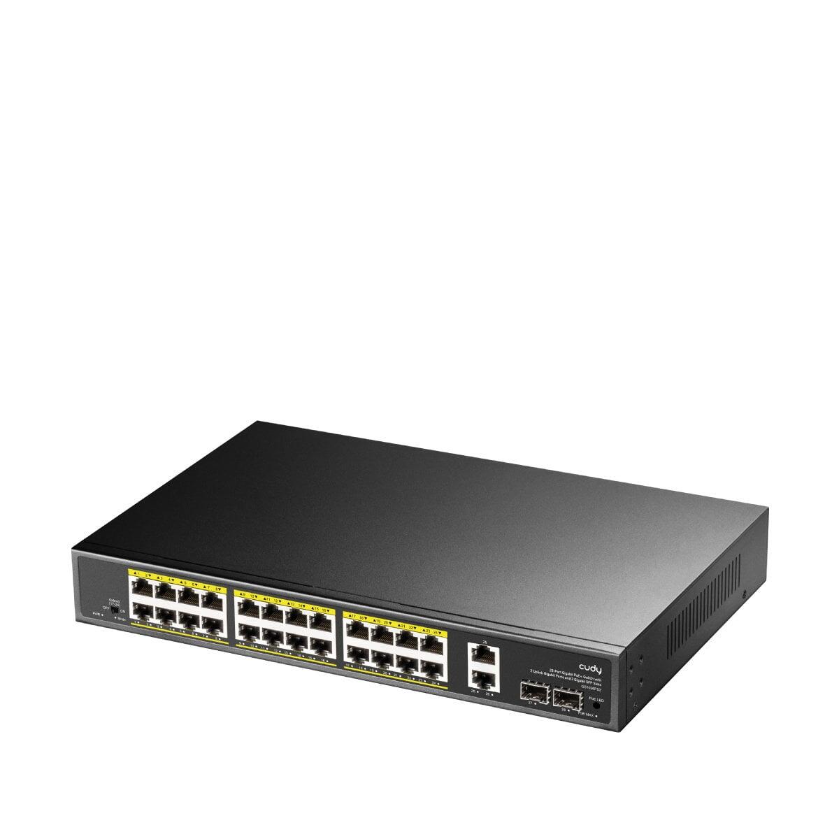 Switch Gigabit PoE+ 24 Porte con 2 Uplink GBE e 2 Gigabit SFP, GS1026PS2 Nero