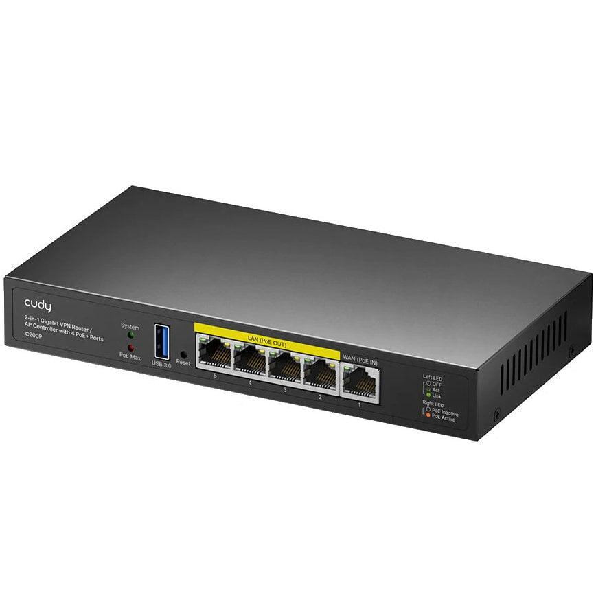 Router 2in1 SMB VPN / AP Controller con 4 Porte PoE+, C200P