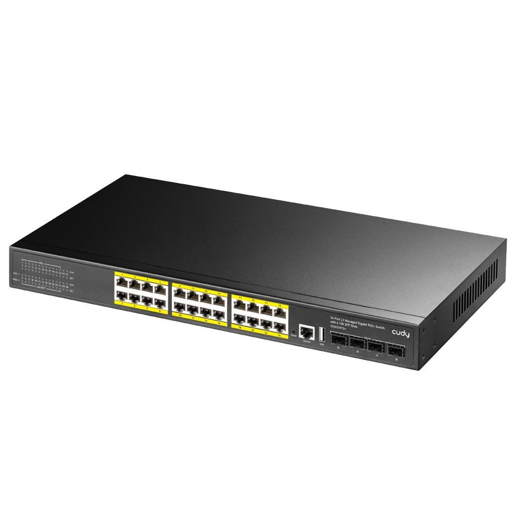 Switch 24 Porte Web-Managed PoE Gigabit L3 con 4 Porte SFP, GS5024PS4 Nero