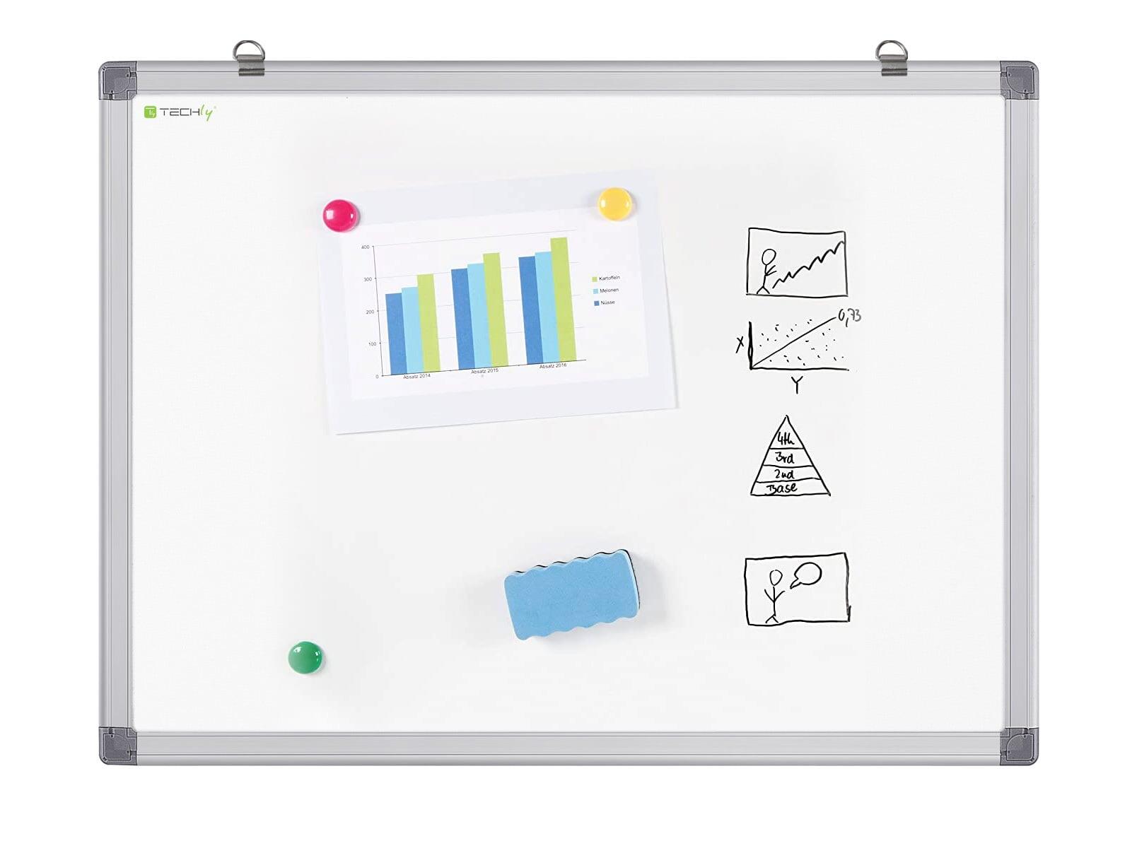 Lavagna Magnetica Laccata Bianca Cancellabile a Secco 90x120 cm