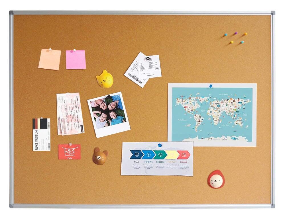 Bacheca Lavagna in Sughero Cornice in Alluminio Anodizzato 45x60 cm