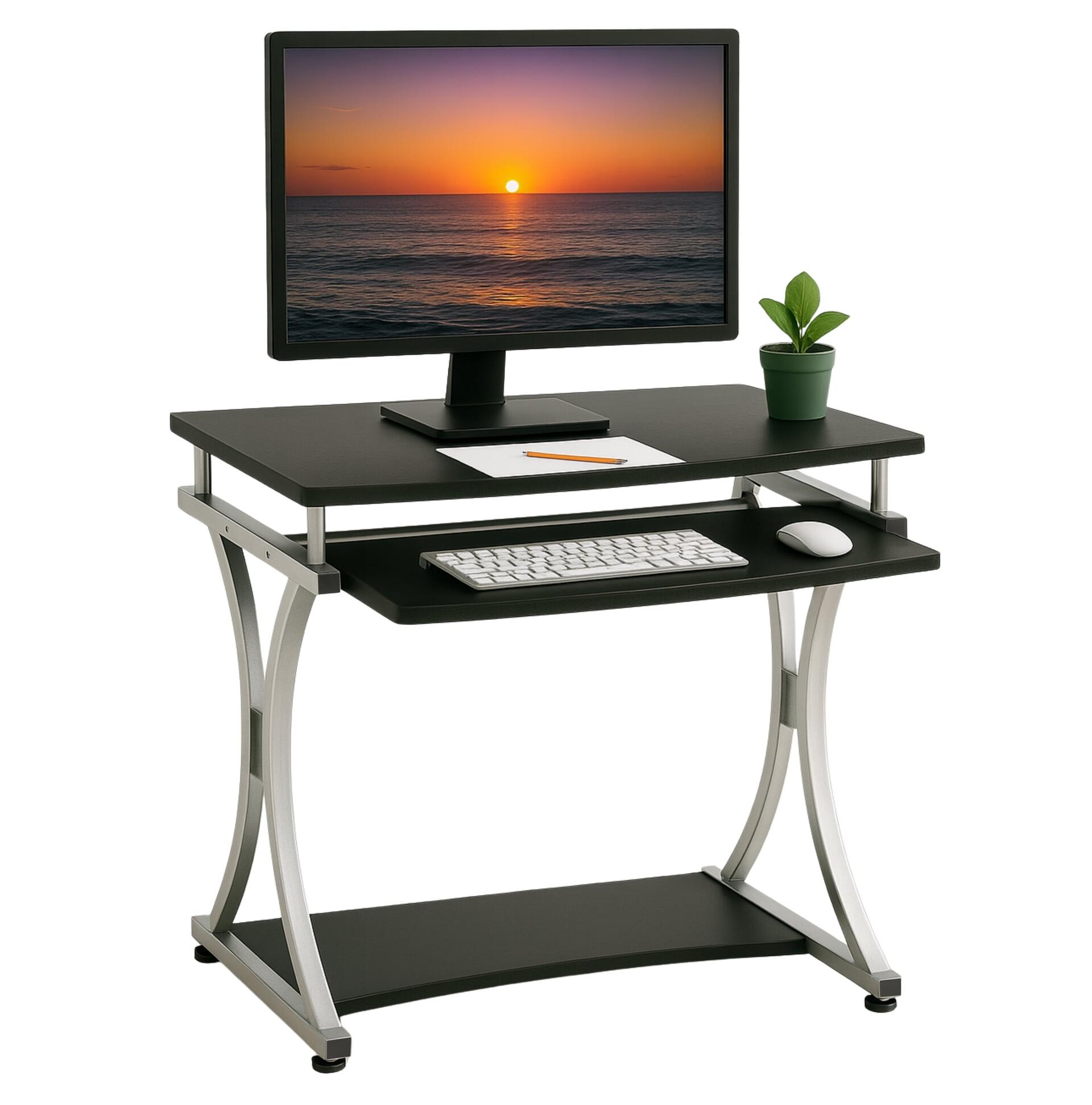 Scrivania per PC Compatta con Cassetto Estraibile, Nero Grafite