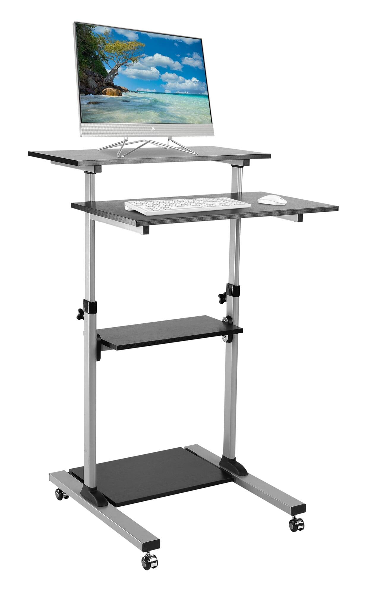 Postazione di Lavoro Carrello PC Laptop con Mensole Altezza Regolabile