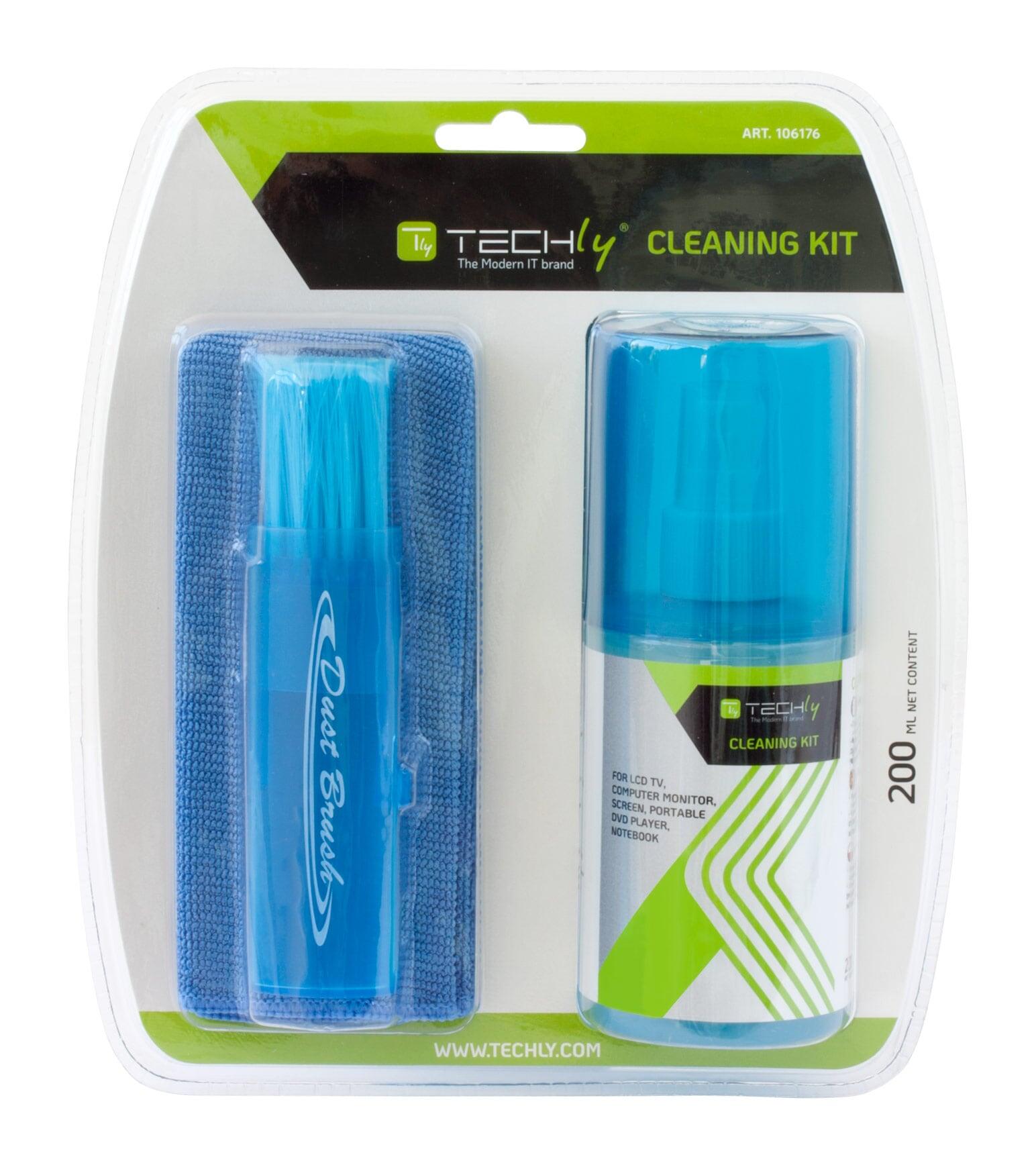 Kit di Pulizia per Monitor LCD 200ml con Panno Microfibra e Pennello