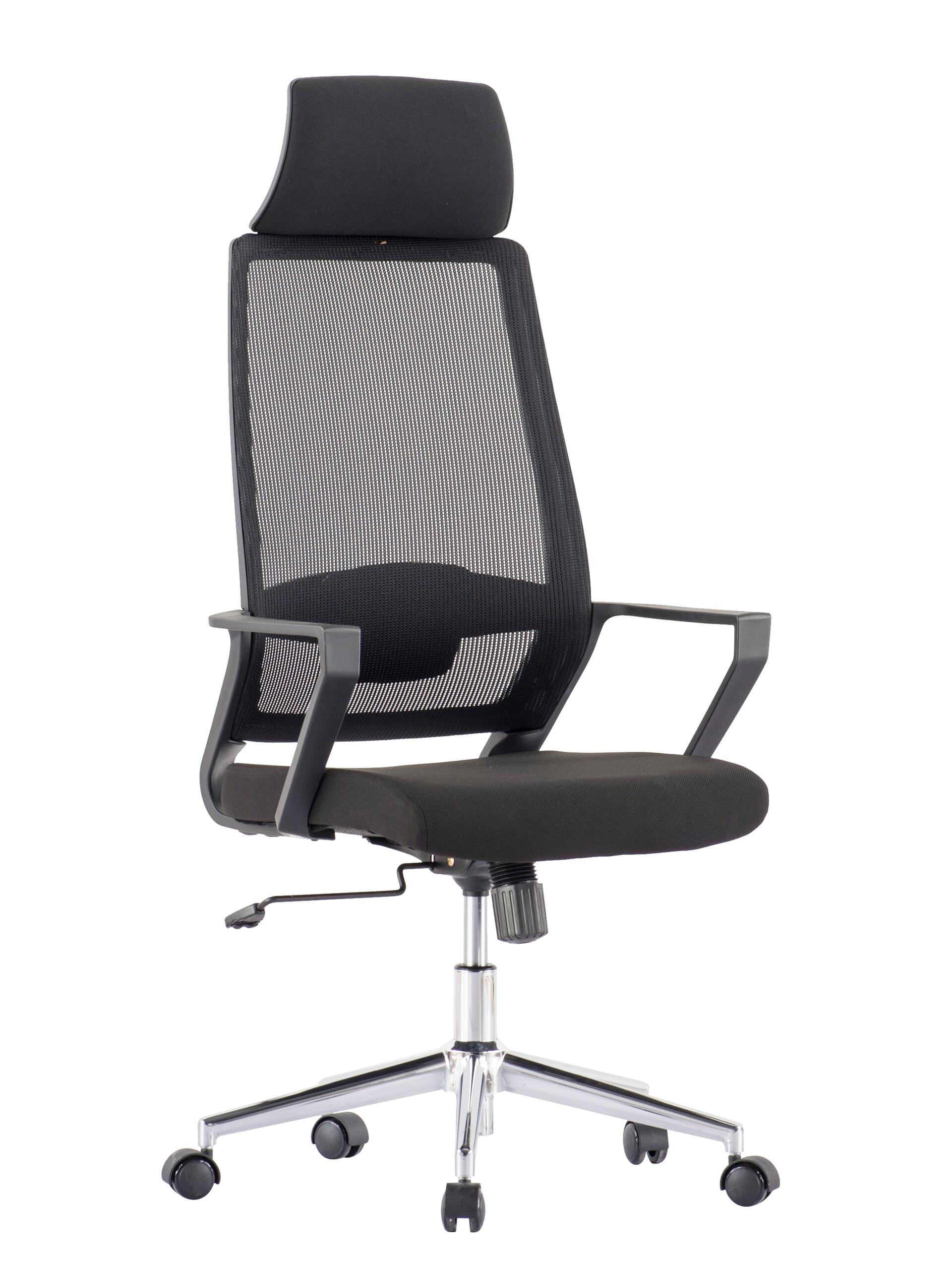 Sedia per Ufficio con Schienale Alto e Base Cromata Nero