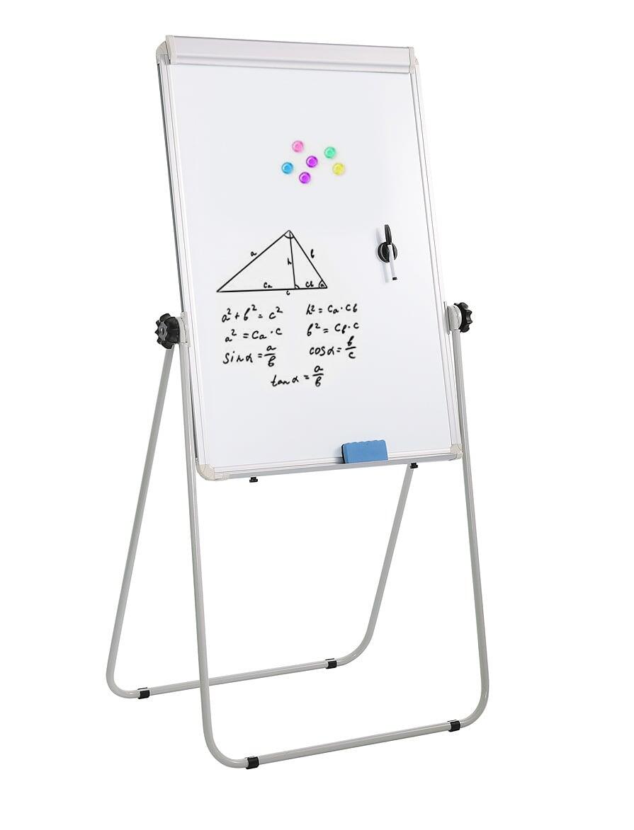 Lavagna Magnetica Bifacciale Flipchart Portatile 70x100 cm con Supporto
