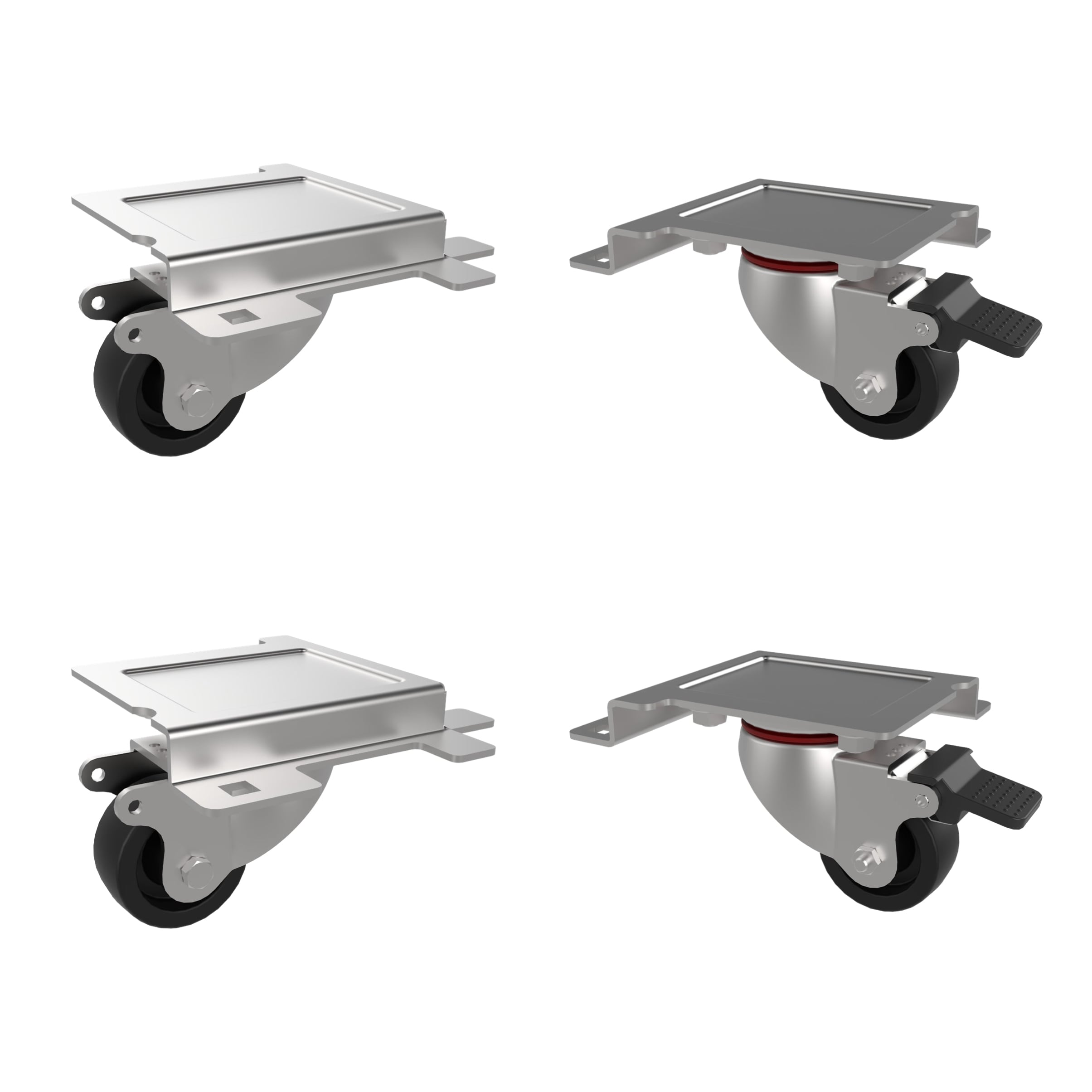 Kit 4 Ruote a 4 Punti di Fissaggio per Armadi Server Serie EV