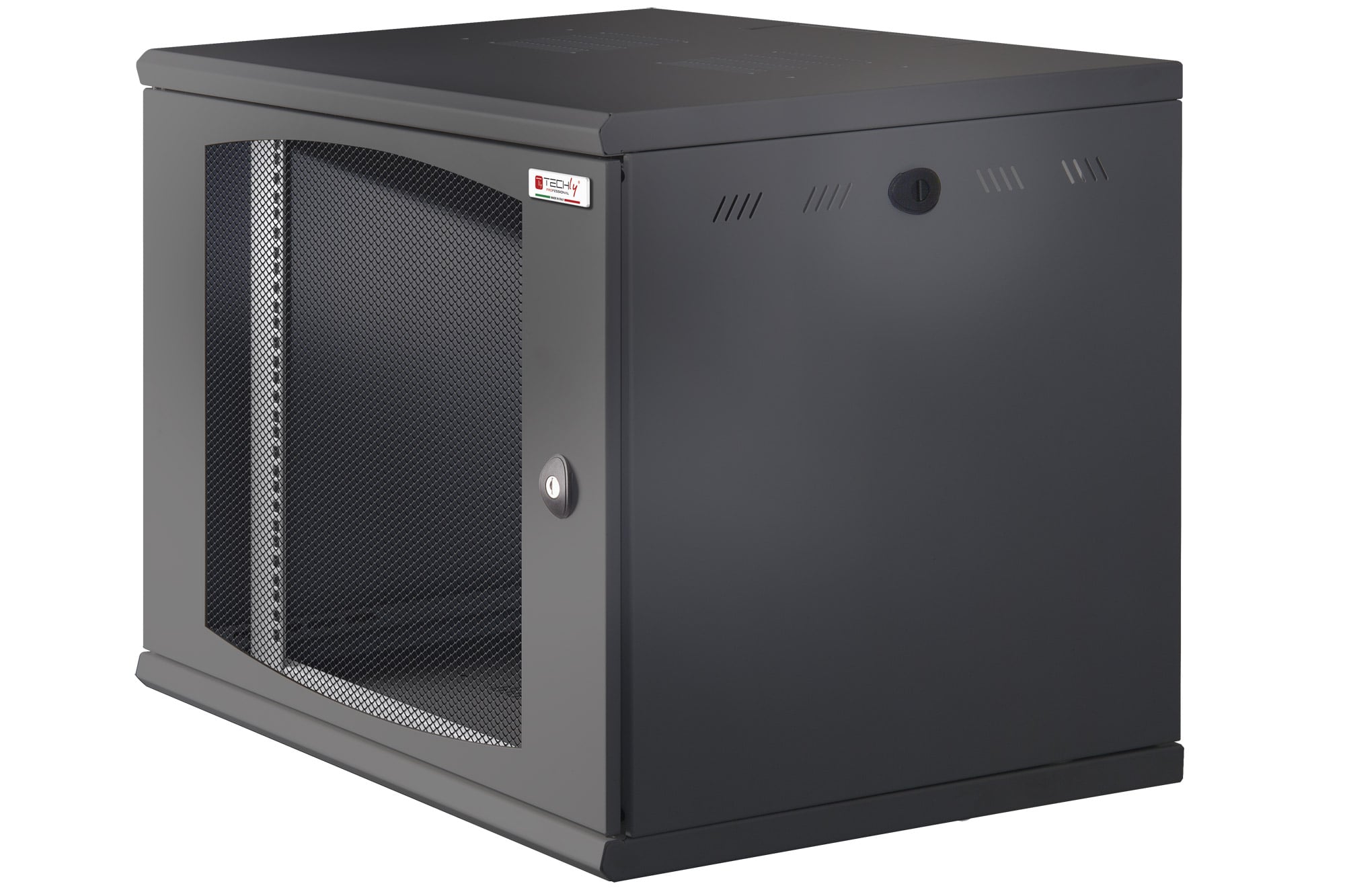 Armadio Rack 19'' a muro 10U sezione unica P 500mm Porta Grigliata Nero