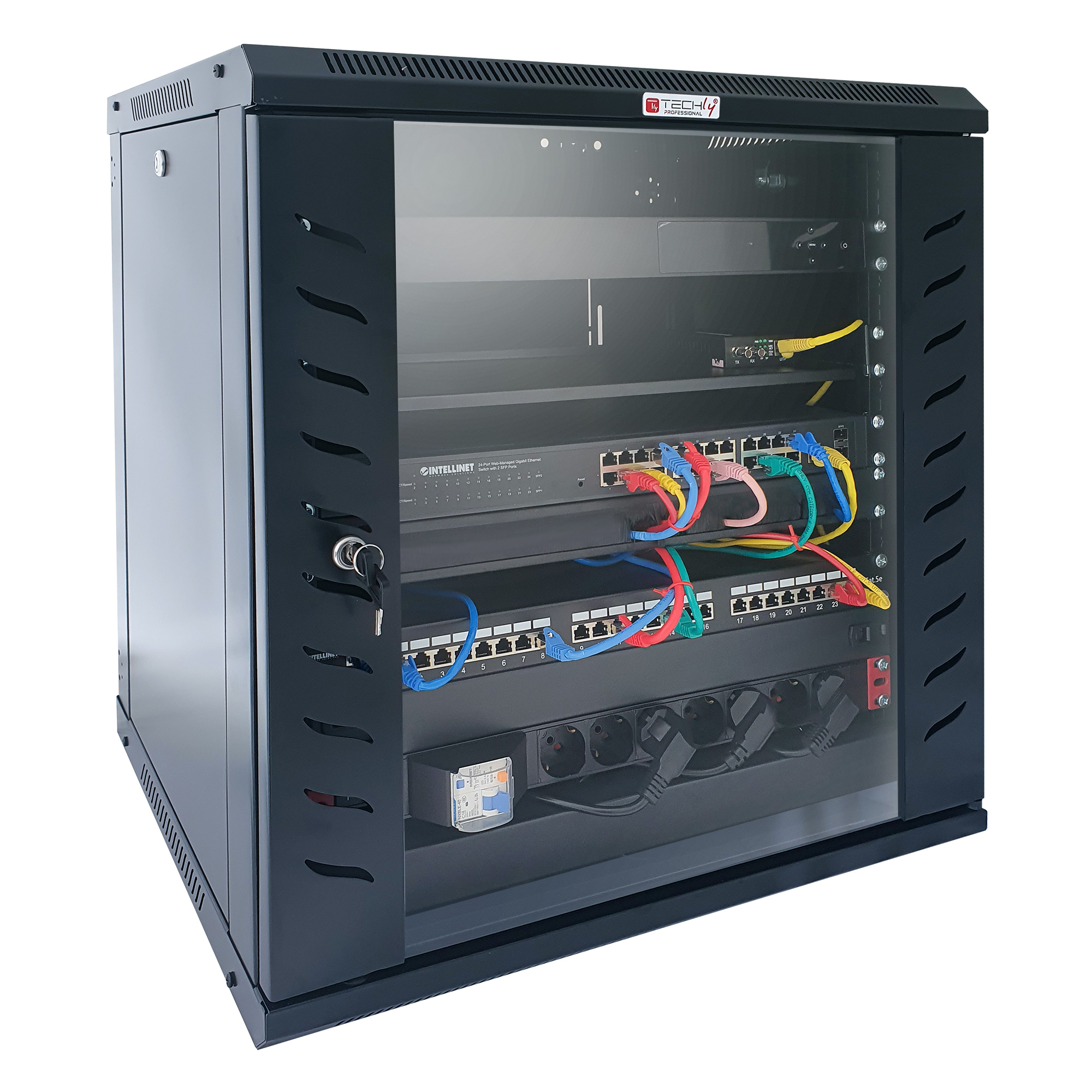 Armadio Rack 19'' a Muro 20 Unità P.600 mm Flat Pack Nero