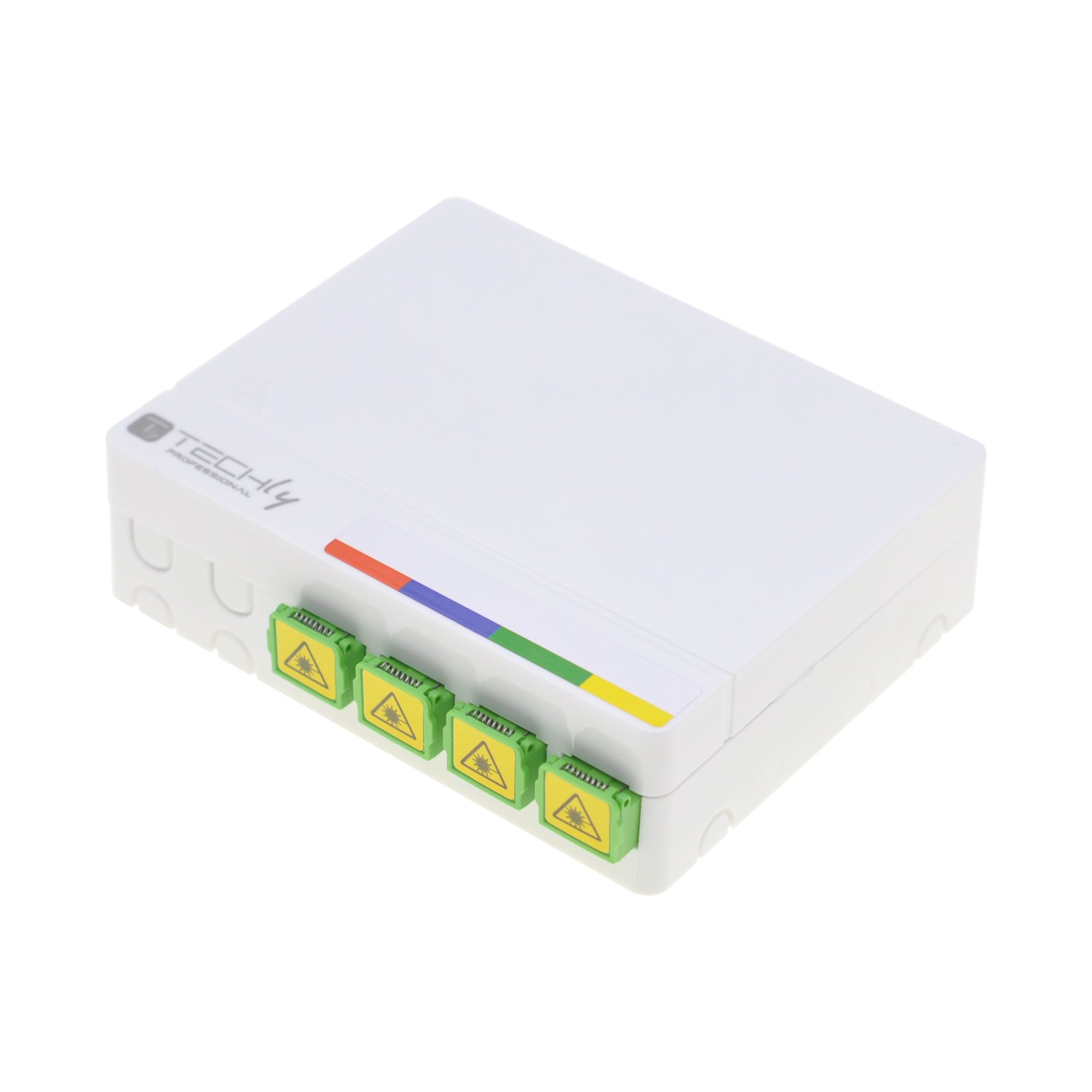 Scatola di Terminazione Ottica di Appartamento (STOA) FTTH per 4 fibre SC-APC a muro o guida Din