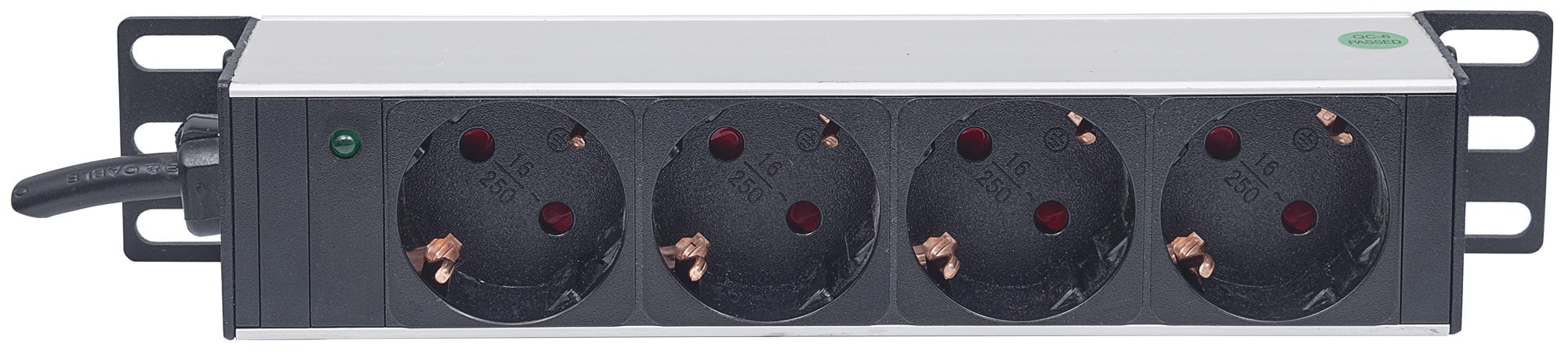 Multipresa Schuko 4 posti da Rack 10'' con Spina Schuko Angolata 1U
