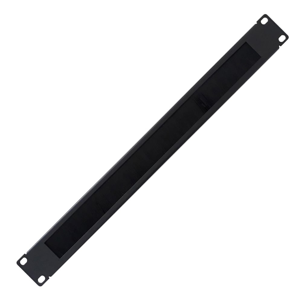 Pannello Passacavi 1U Forato con Spazzola Nero