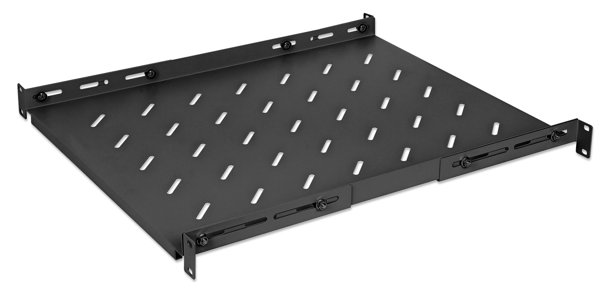 Mensola 19'' fissa con Profondità Regolabile da 550 a 750 mm 1U Nero