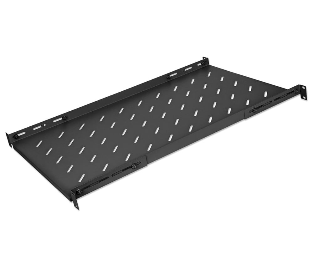 Mensola 19'' fissa con Profondità Regolabile da 750 a 950 mm 1U Nero