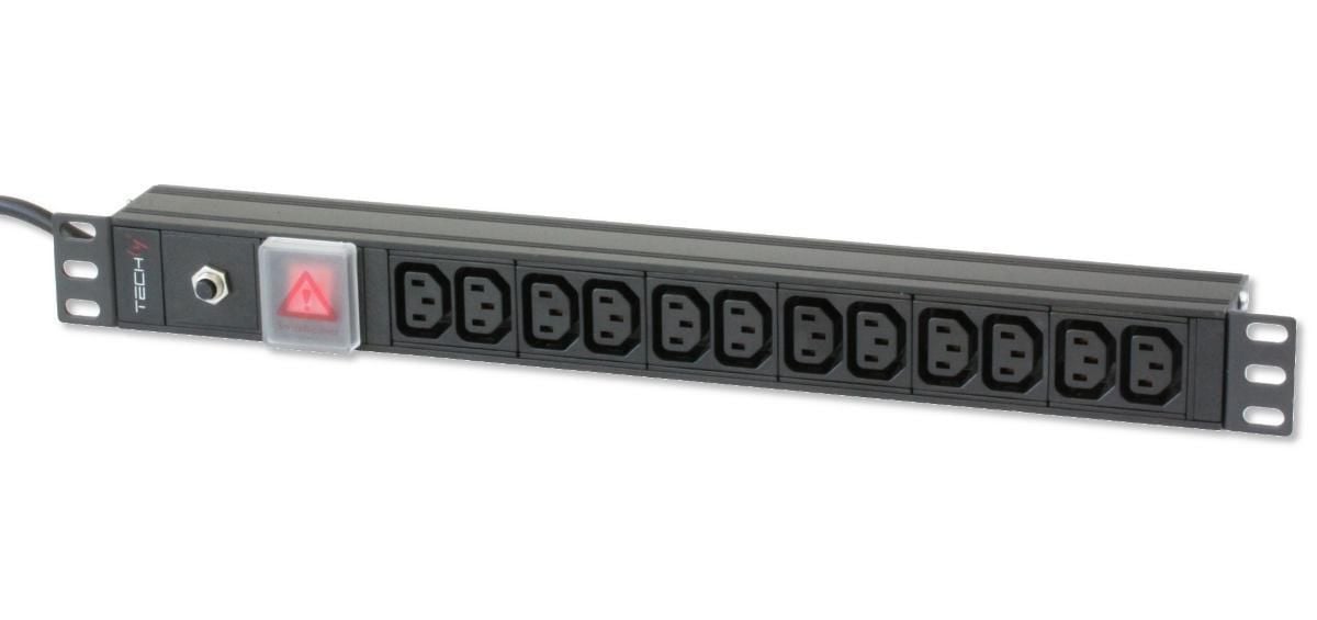 Multipresa 12 Posti VDE da Rack 19'' con Interruttore Spina C20 1U