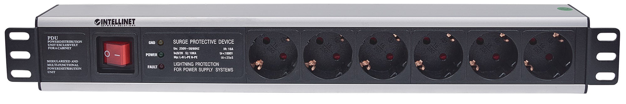 Multipresa per Rack 19'' 6 posti Spina Schuko Angolata 1.5U