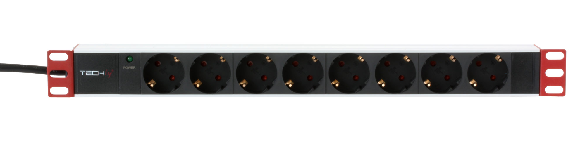 Multipresa 8 Posti da Rack 19'' Spina Schuko Angolata 1U