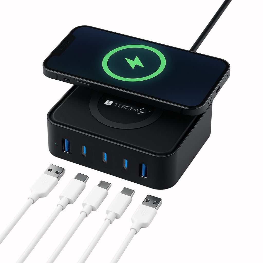 Stazione di Ricarica Wireless 65W 3xUSB-C™ e 2xUSB-A