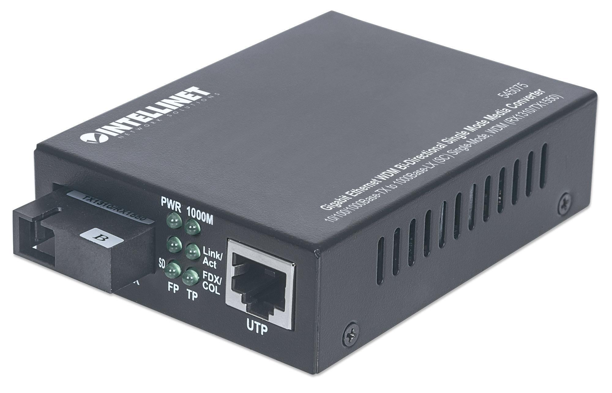 Media converter Gigabit Ethernet WDM Bidirezionale Single Mode RX1310/TX1550