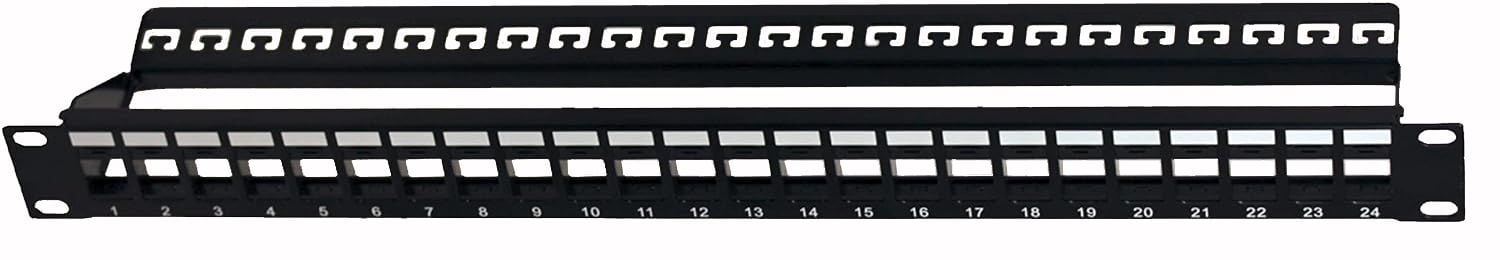 Pannello Patch Modulare Senza Frutti 24 Posti 1U Nero