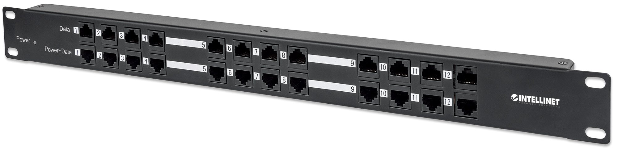 Pannello Patch 12 Porte PoE Passivo con Alimentatore