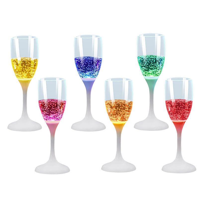 Confezione da 6 Bicchieri da Champagne con 6 Colorazioni LED