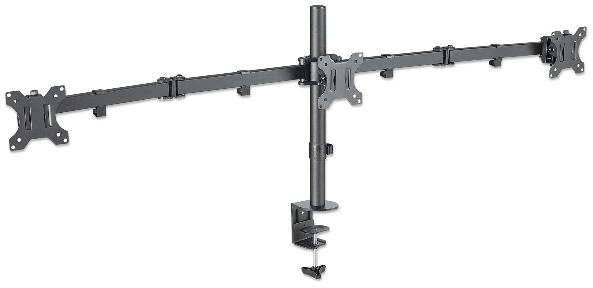 Supporto da Scrivania per 3 Monitor 13-27'' con Morsetto