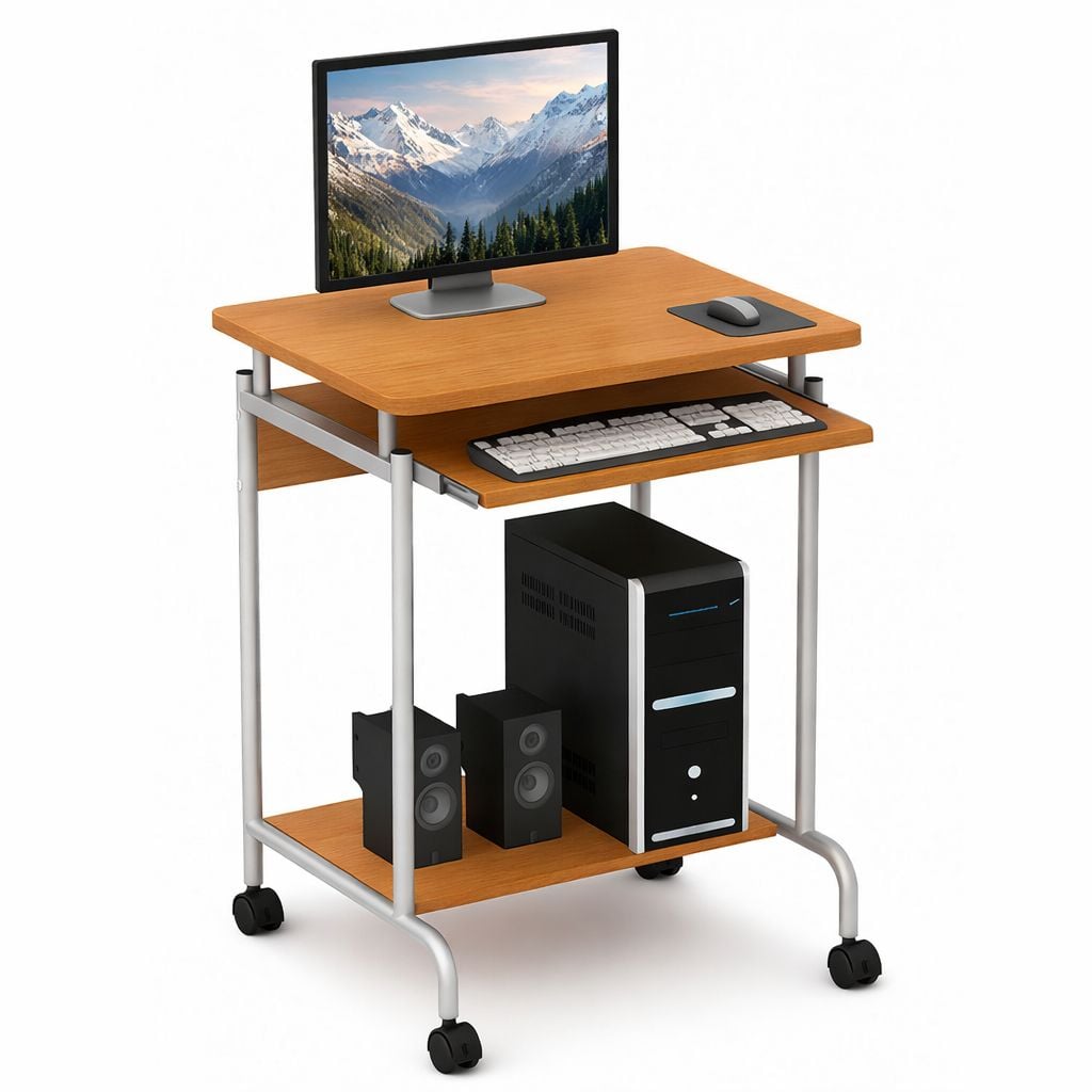 Scrivania Mobile ''Compact'' per Computer Ripiano Tastiera Scorrevole