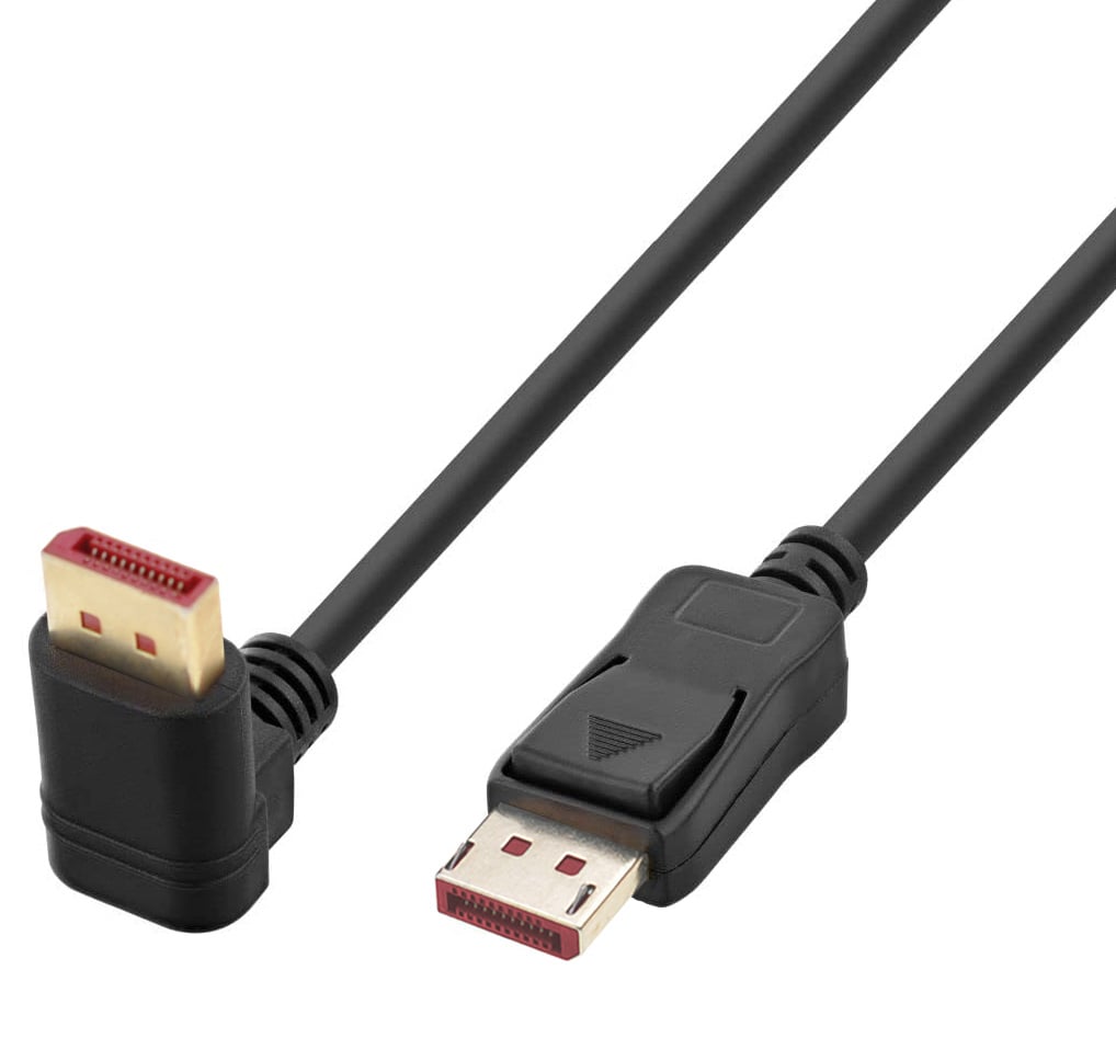 Cavo Audio/Video DisplayPort 1.4 8K M/M Angolato 90° 3 metri Nero