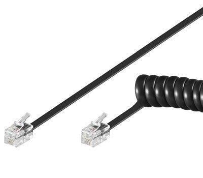 Cavo telefonico spiralato per cornetta 2mt RJ10 4P4C Nero