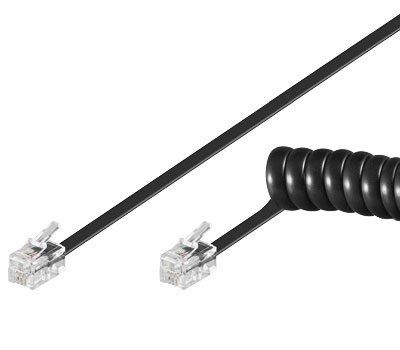 Cavo telefonico spiralato 4mt RJ10 4P4C Nero