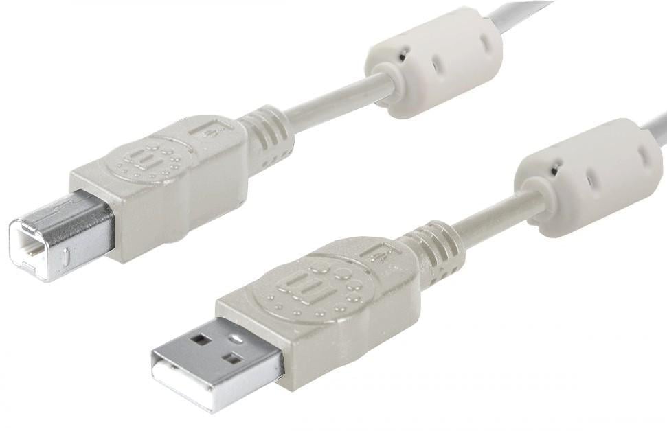 Cavo USB 2.0 A M / B M 1.8m con Ferrite Doppia Schermatura Grigio