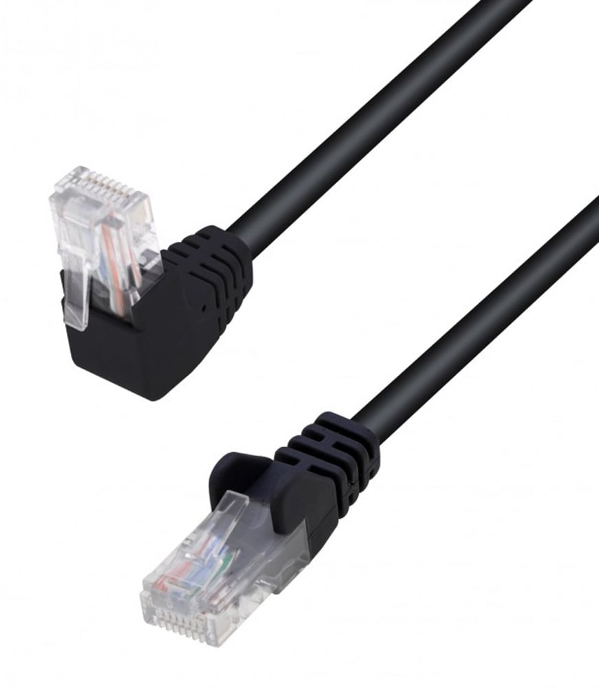 Cavo di Rete Patch Connettore Angolato 90° CCA Cat. 5E UTP 0,5m Nero