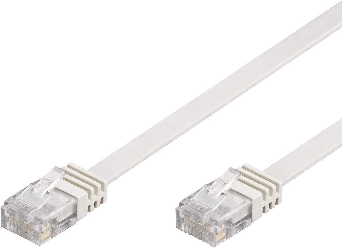 Cavo di Rete Patch Piatto in CCA Cat.5E Bianco UTP 1m