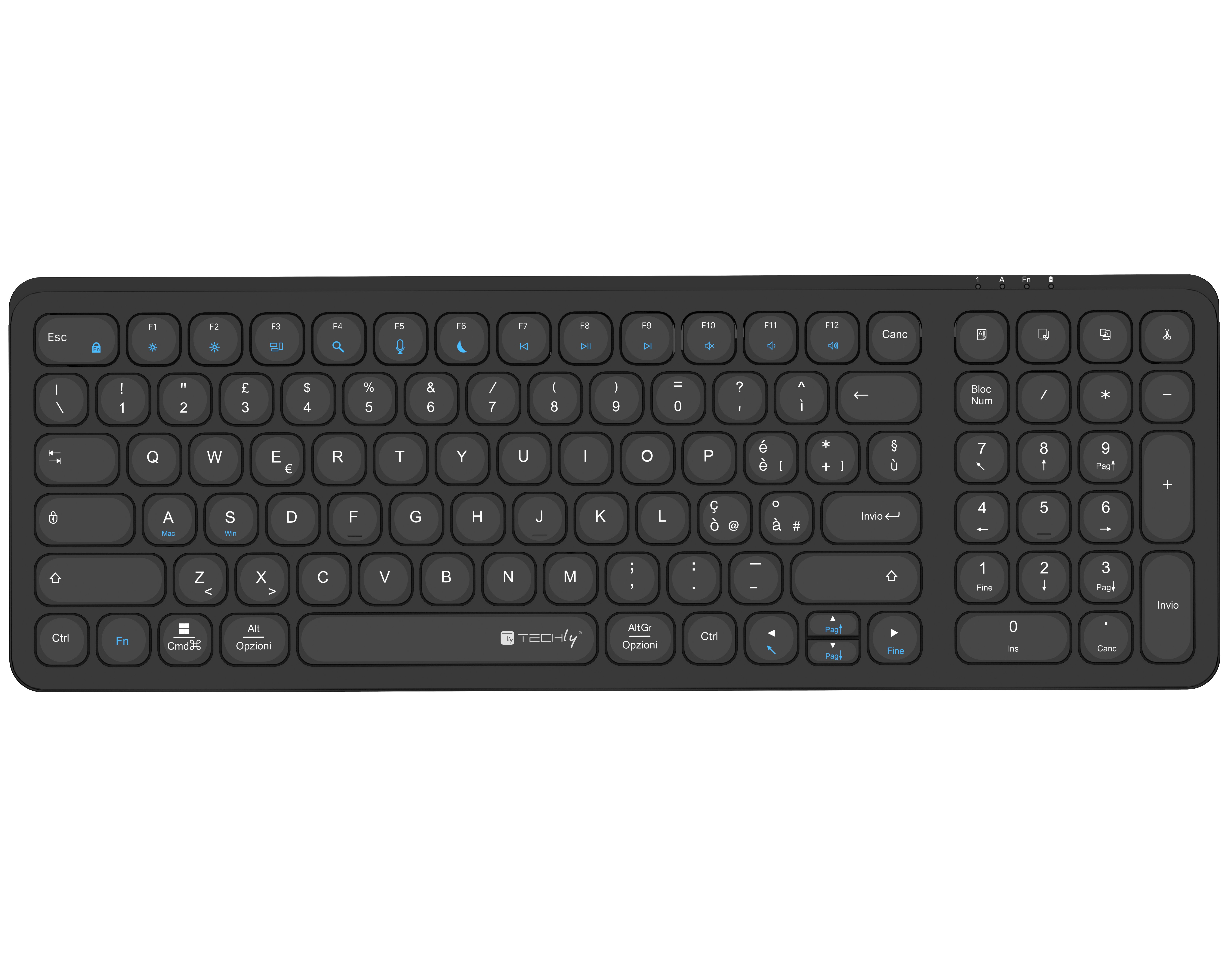 Tastiera Ultrasottile Wireless 2,4 Ghz Nero