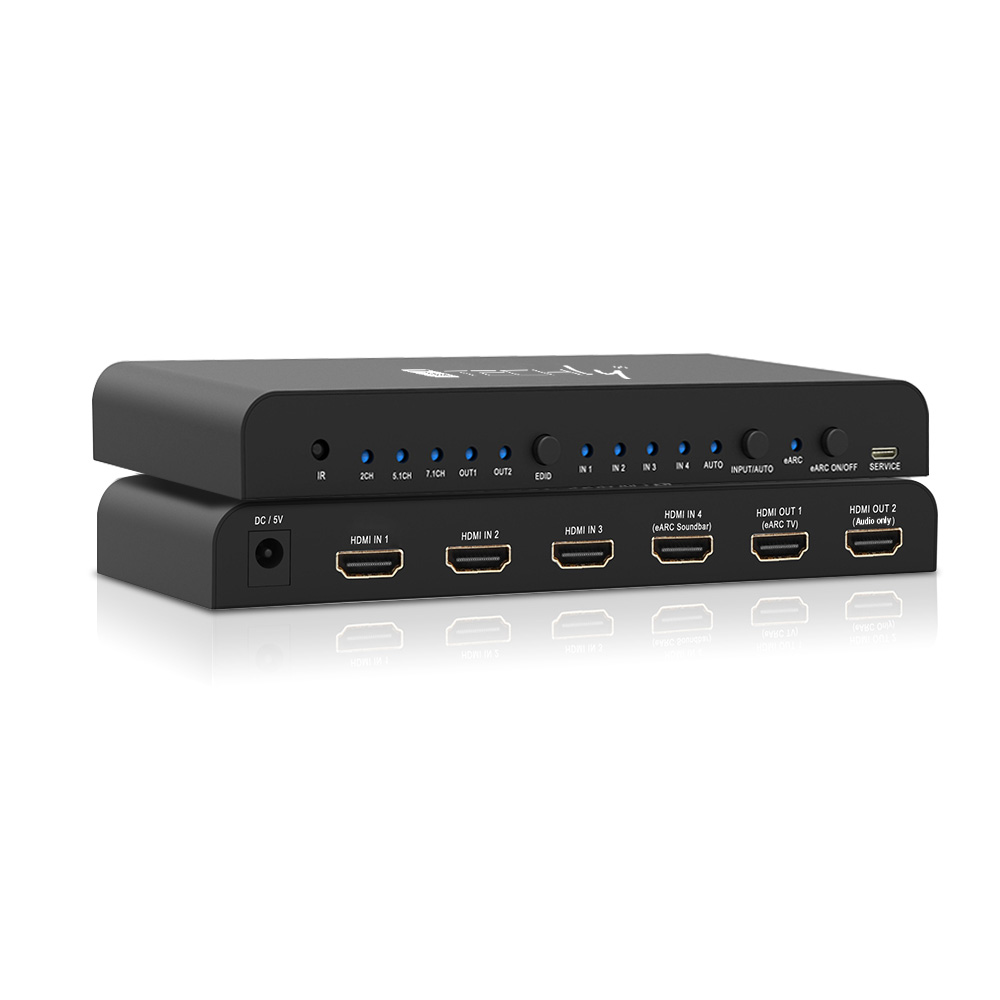 Switch HDMI 2.0 4x1 4K@60Hz con Splitter Audio eARC/ARC per Soundbar