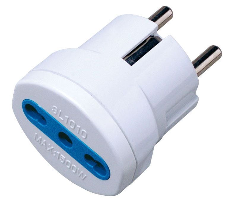 Adattatore spina Schuko a presa 10/16A Bianco