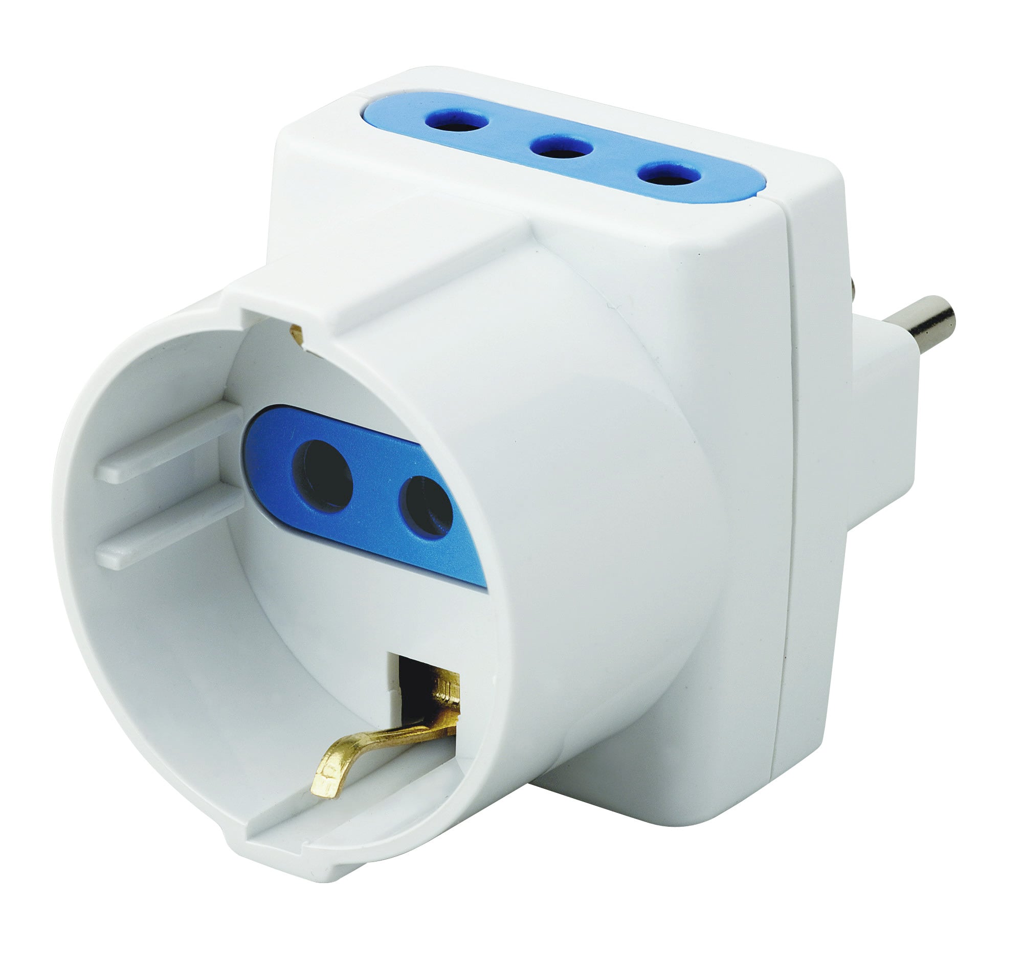 Adattatore Triplo Schuko Spina 2P+T Prese 2P+T 10A