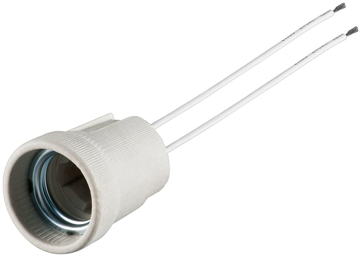 Portalampada E27 in Ceramica con Doppio Cavo