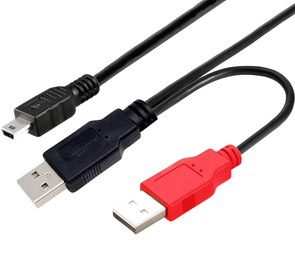 Cavo USB 2.0 ad Y 2xA maschio/mini B maschio 0,6 m