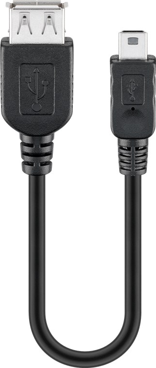 Cavo USB 2.0 A femmina/mini B 5 pin maschio 0,2 m Nero