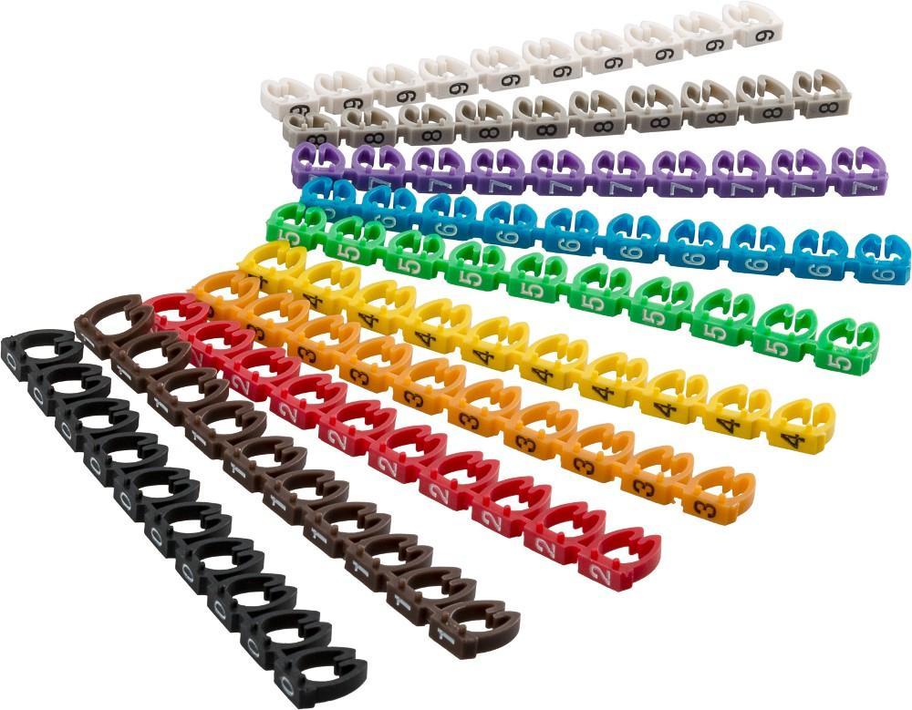 Segnacavo colorato con numeri ''0-9'' per cavi da 6.0mm