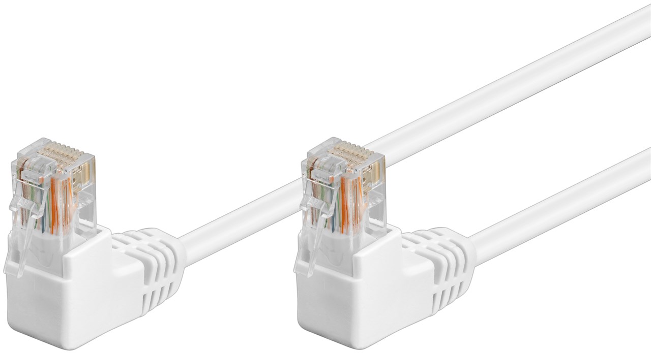 Cavo di rete Patch Angolato 90° CCA Cat. 5e Bianco UTP 3 m