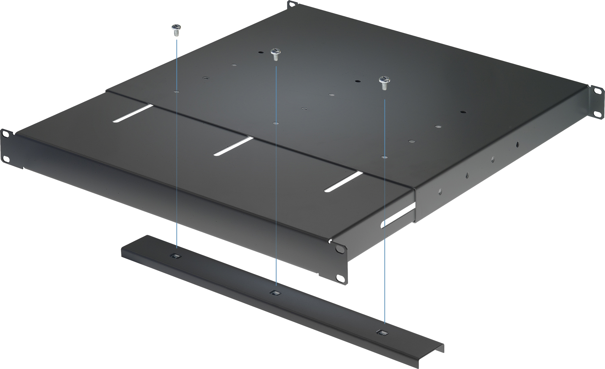 Mensola estensibile per Rack 19'' 1U Nero 4 punti