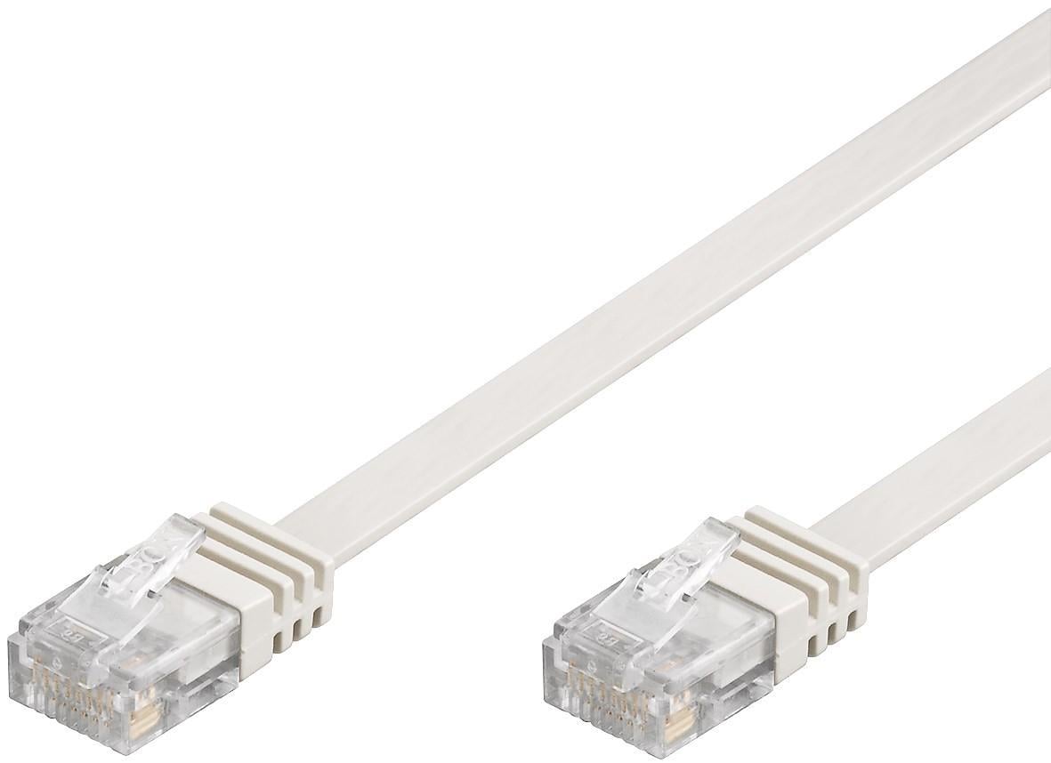 Cavo di Rete Patch Piatto in Rame Cat.6 UTP 20m Bianco