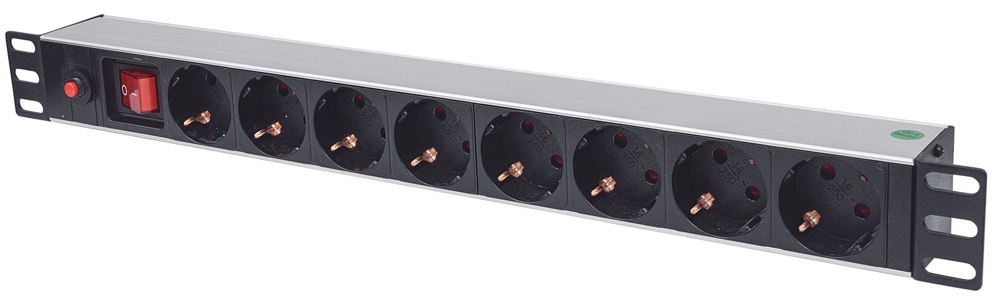 Multipresa per Rack 19'' 8 posti Spina Schuko Angolata 1U