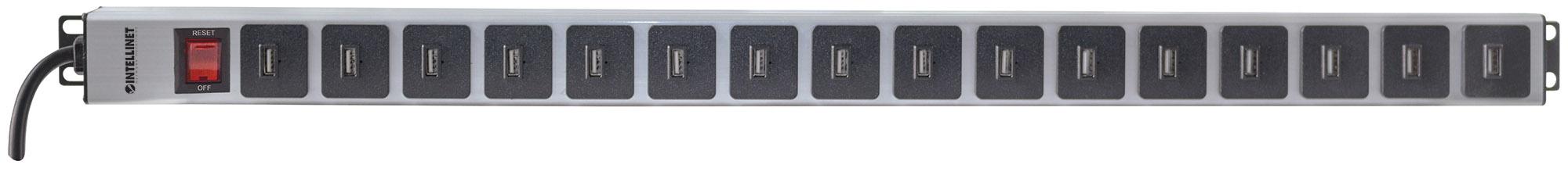 Multipresa per Rack Montaggio Verticale 16 uscite USB tipo A Spina Schuko Angolata