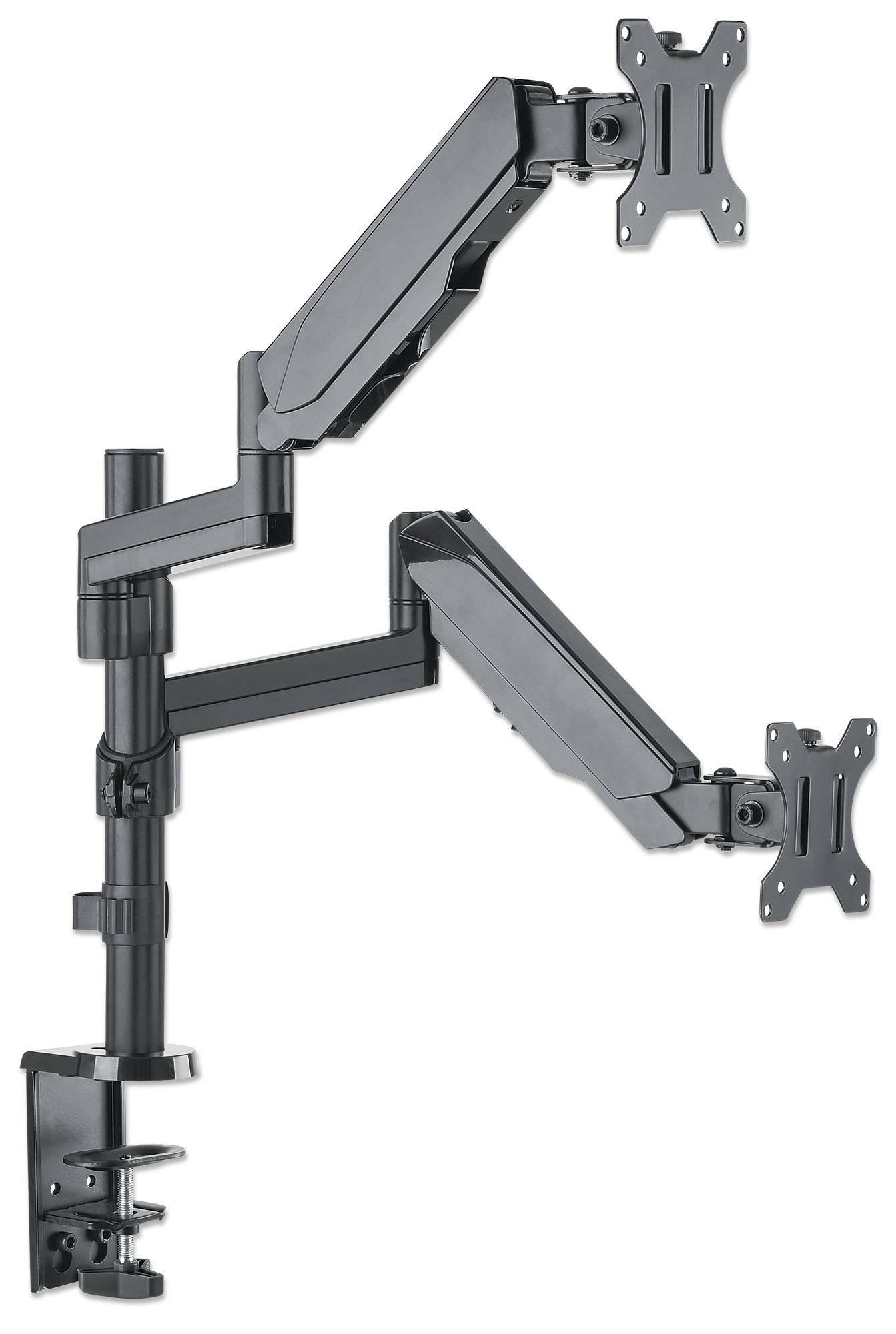 Supporto da Scrivania Doppio Monitor 17-32'' con molla a gas Nero