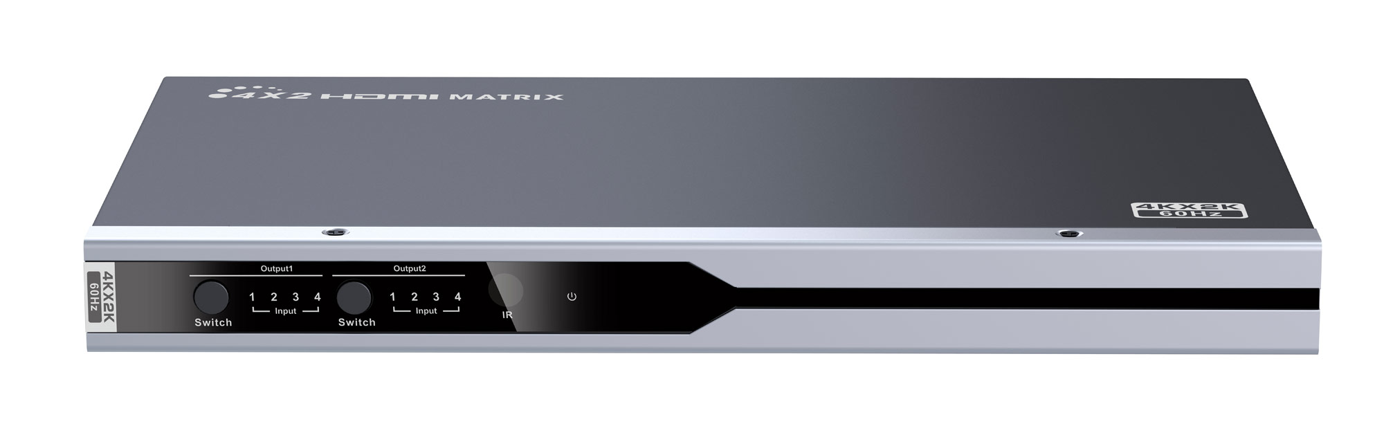 Questo prodotto è un commutatore a matrice HDMI2.0 4 × 2, supporta risoluzioni fino a 4K × 2K a 60Hz, con 4 ingressi HDMI e 2 uscite HDMI. 4 ingressi HDMI consentono la connessione simultanea fino a 4 sorgenti video ad alta definizione, come sistem