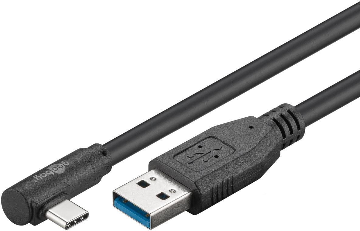 Cavo USB3.2 USB-C™ M 90° a USB tipo A M 1,5m Nero